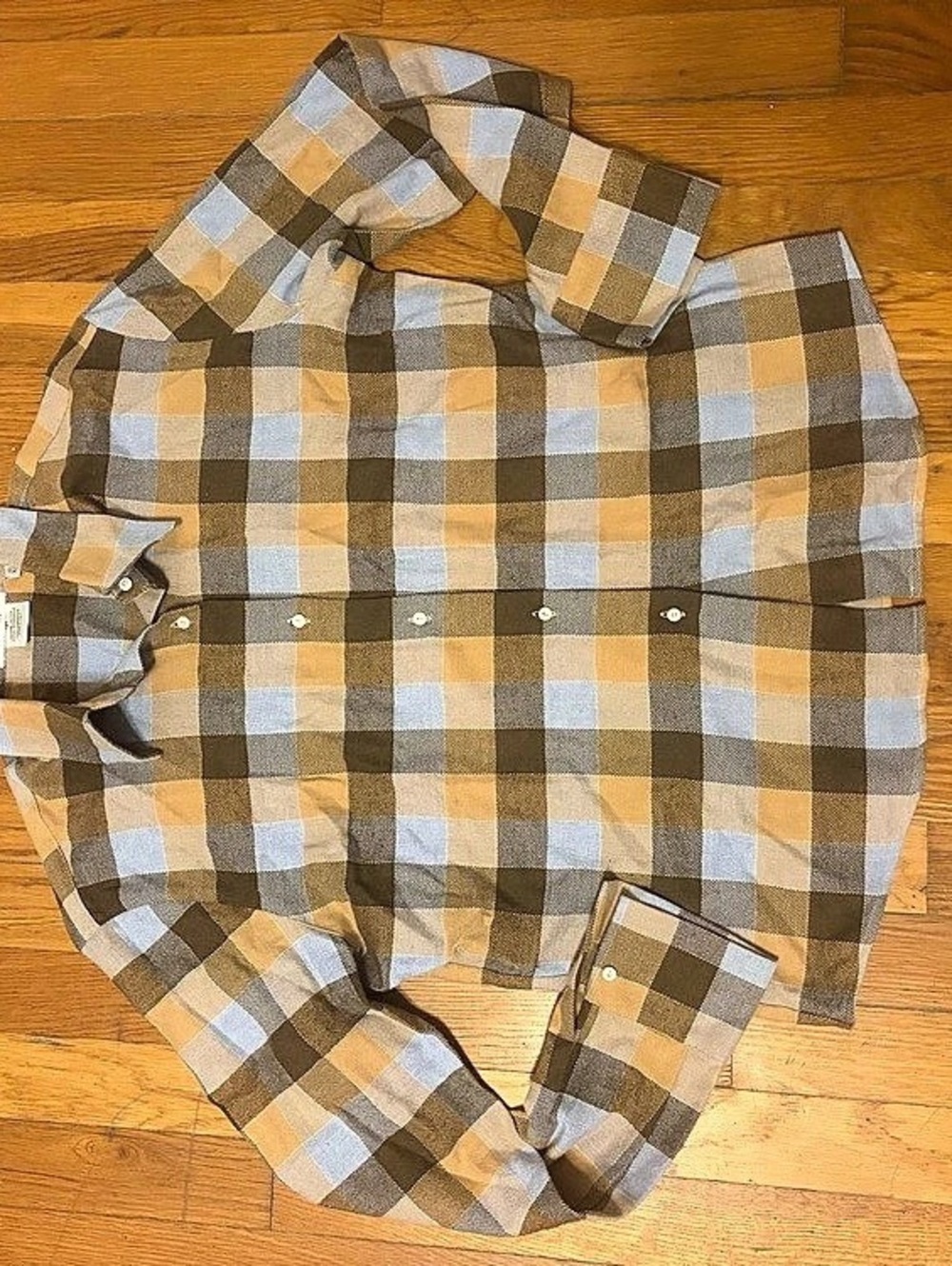 Clara Cottmann Plaid Button Down in Brown & Blue Size Medium